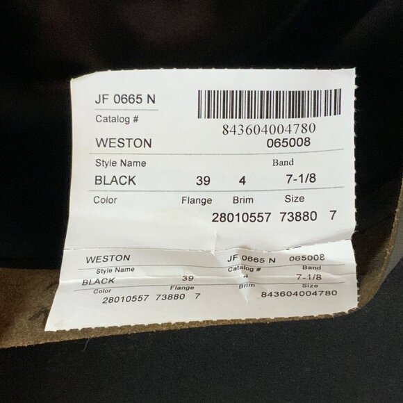 Justin Weston Black Fur Felt 6x Cowboy Hat By Milano Hat Co Size 7-1/8 Western - Picture 12 of 12